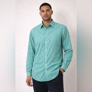 Izod Teal and White Striped Men's Shirt Size Large